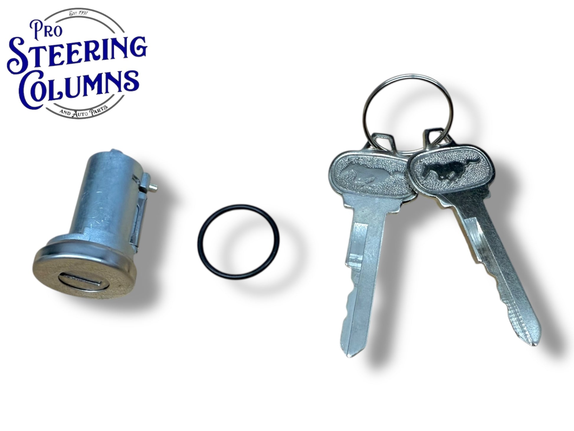 64-66 Ford Mustang Trunk Lock Cylinder With 2 Pony Logo Keys New