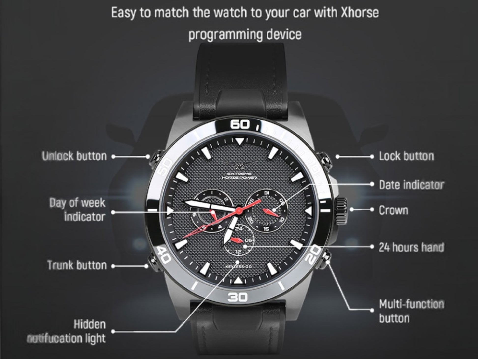 Xhorse SW-007 Navy Blue Universal Smart Key 3-Button Remote Watch