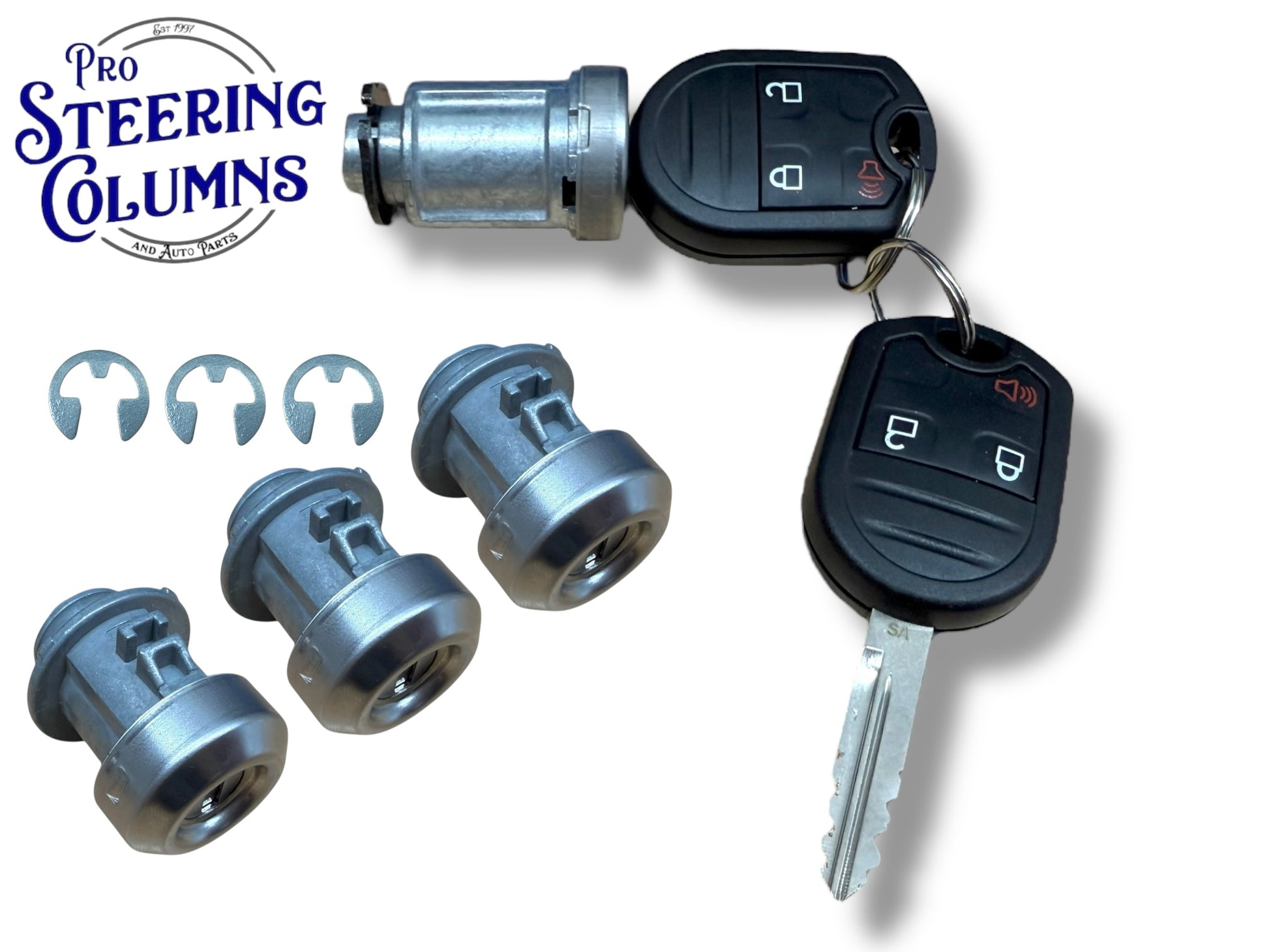 04-14 F-150 08-16 F-250 F-350 Ignition & 3 Door Lock Cylinder Set With 2 Remote Keys 3-Button New