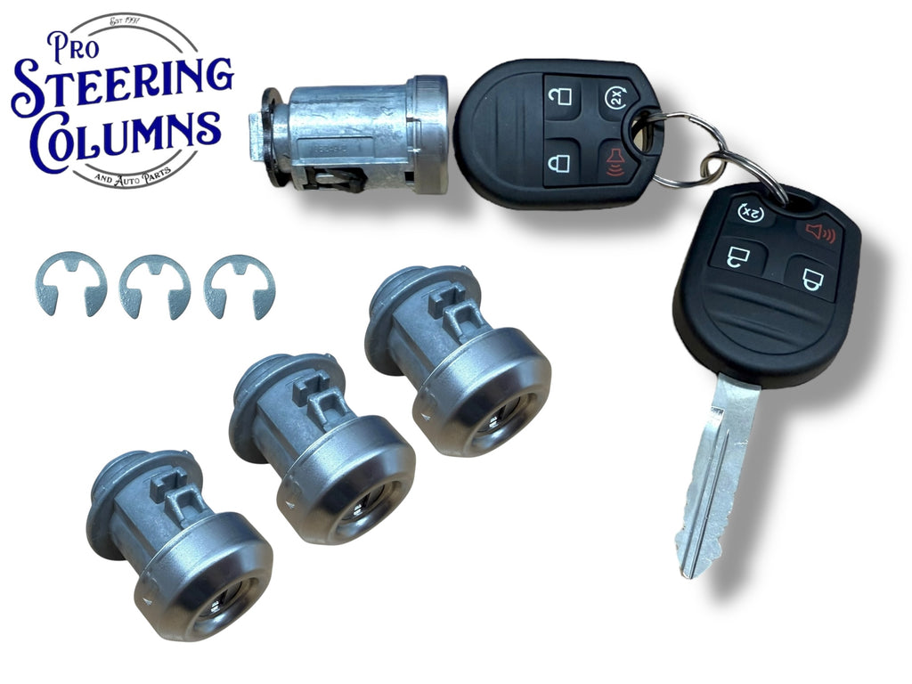 11-14 F-150 08-16 F-250 F-350 Ignition & 3 Door Lock Cylinder Set With 2 Remote Keys 4-Button New