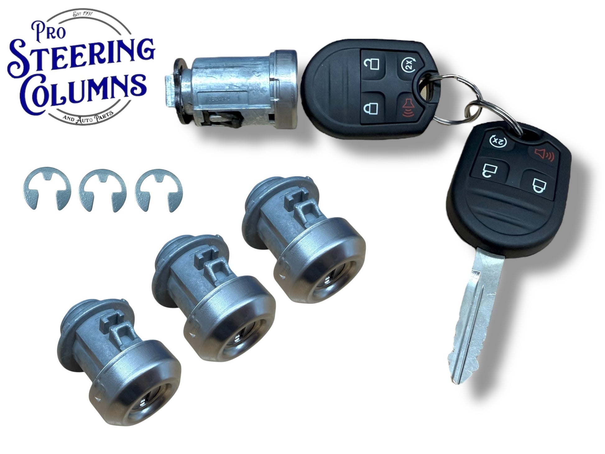 11-14 F-150 08-16 F-250 F-350 Ignition & 3 Door Lock Cylinder Set With 2 Remote Keys 4-Button New