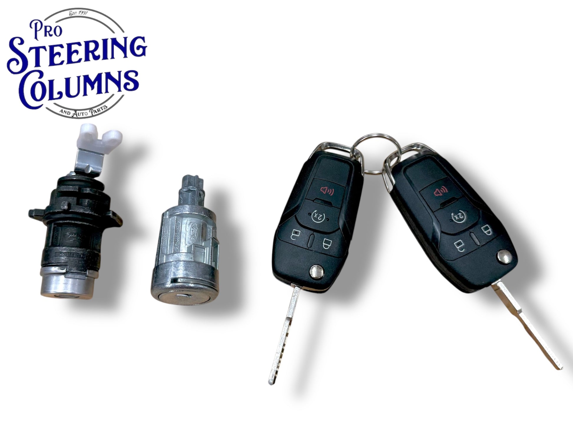 15-20 Ford F-Series Ignition & Door Lock Cylinder Set With 2 Flip Keys 4-Button (OEM)