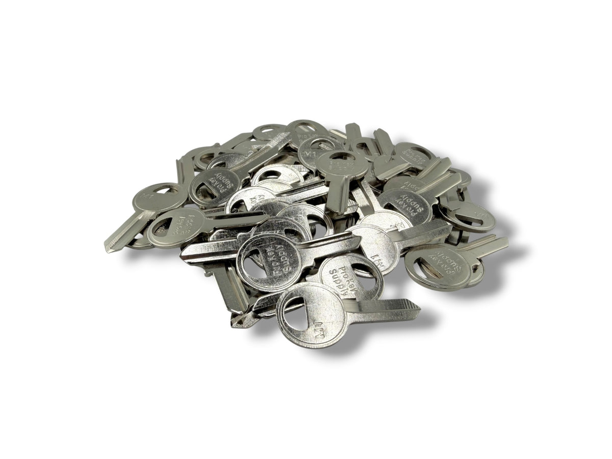 M1 / 1092 / Metal Key Blank for Master Padlocks Nickel Plated (100 Pack)