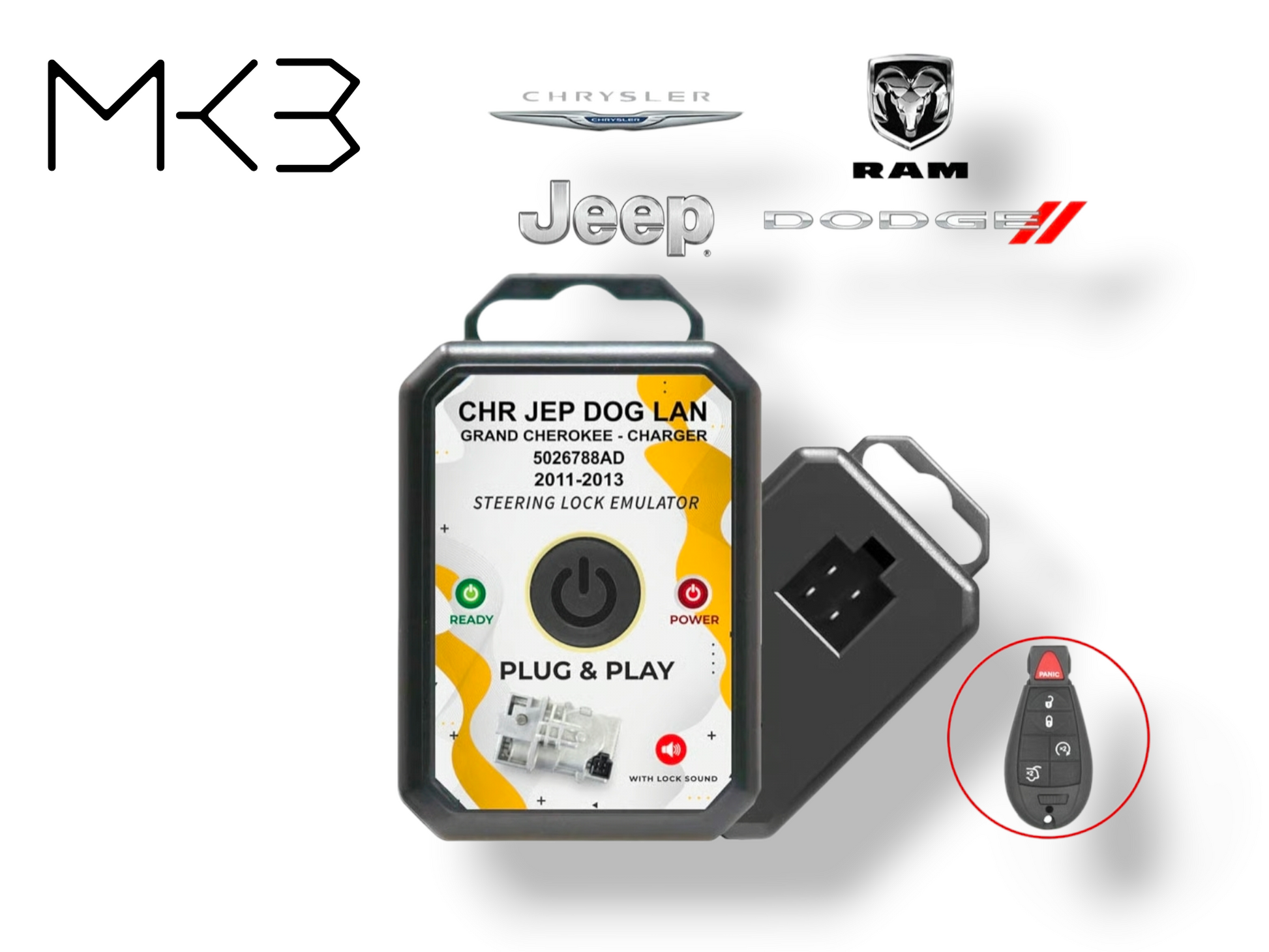 MK3 - 11-13 Jeep Chrysler Dodge Steering Lock Emulator Simulator