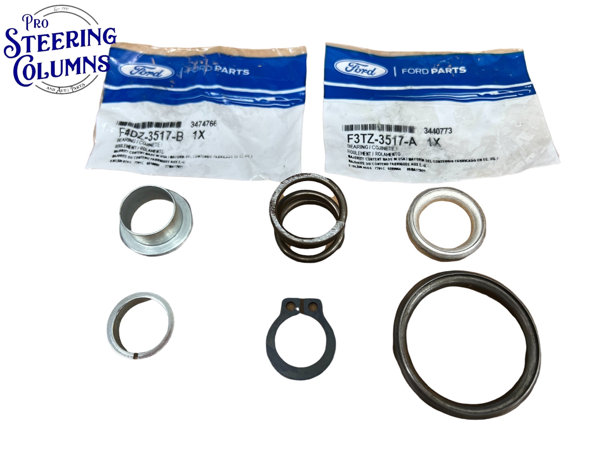 1992 & Up Ford F-150 F-250 Bronco Complete Upper & Lower Steering Column Bearing  Kit New BK206