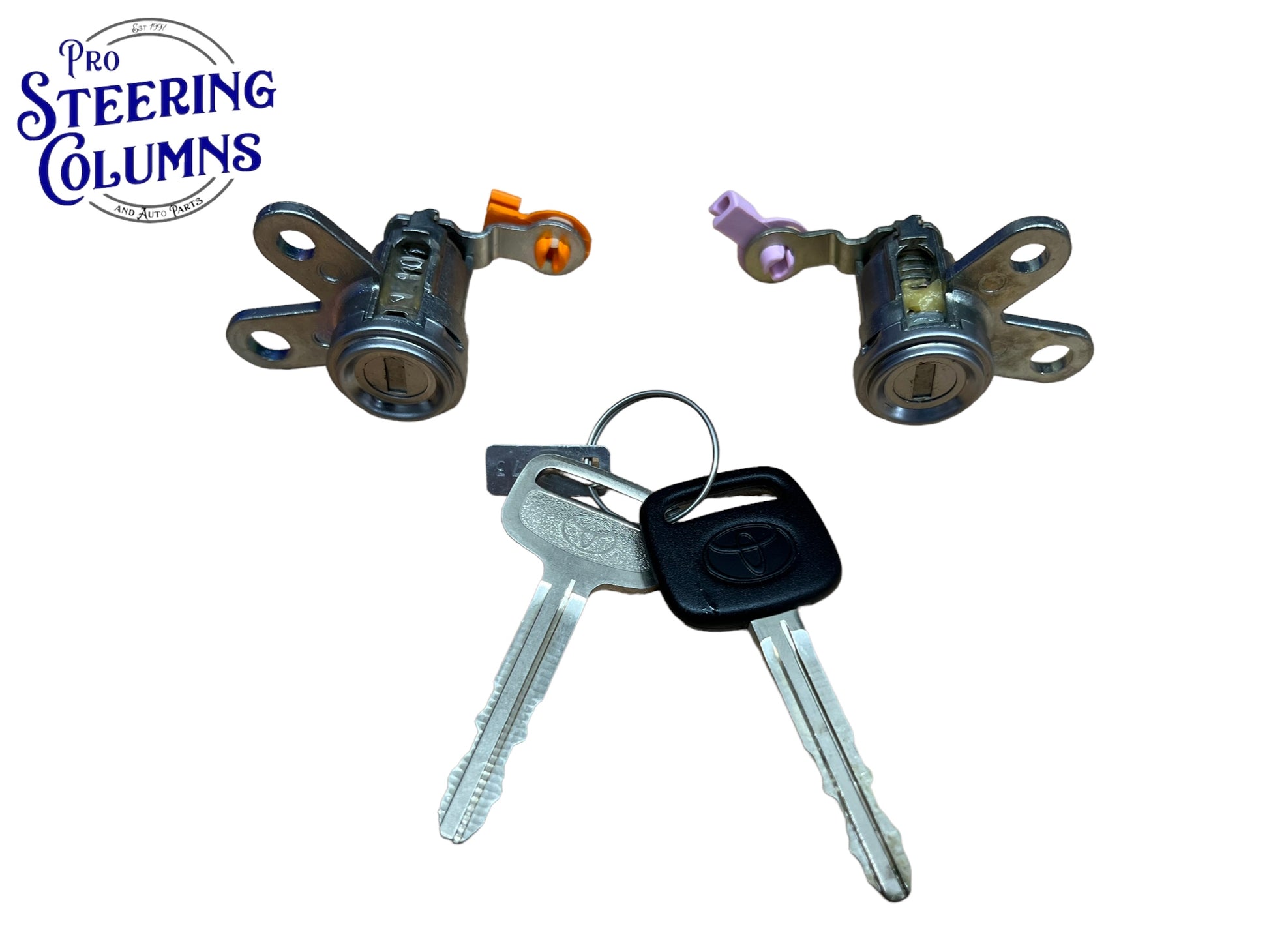 01-07 Sequoia 04-06 Tundra Driver & Passenger Door Lock Cylinder Set 2 Keys Matched New OEM