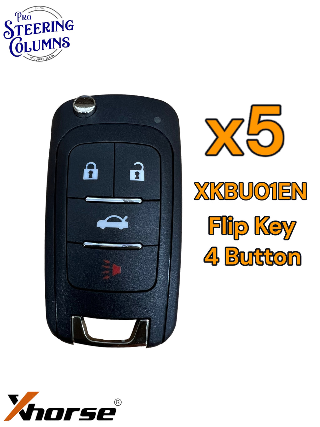 x5 Xhorse Universal Wire Flip Remote GM Style 4 Button XKBU01EN