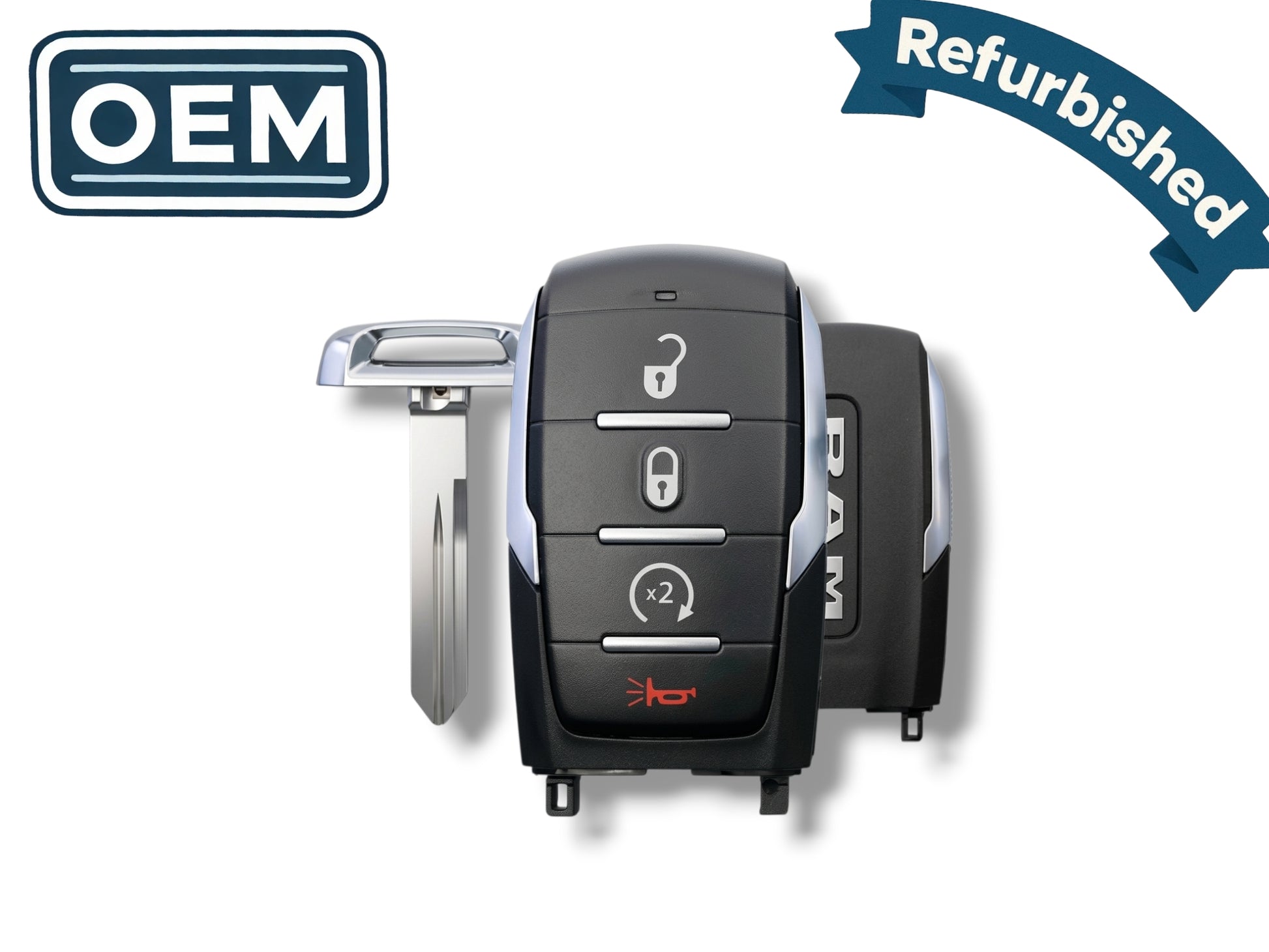 19-24 Ram 1500 Smart Key 4-Button PN: 68291689AD / OHT-4882056 (OEM Refurb)