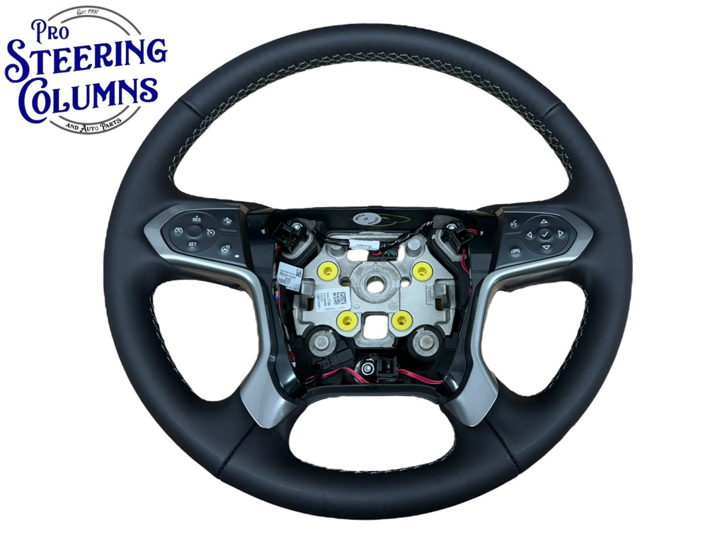 14-19 GM Silverado Sierra Tahoe Suburan Leather Black Steering Wheel New OEM 84483796