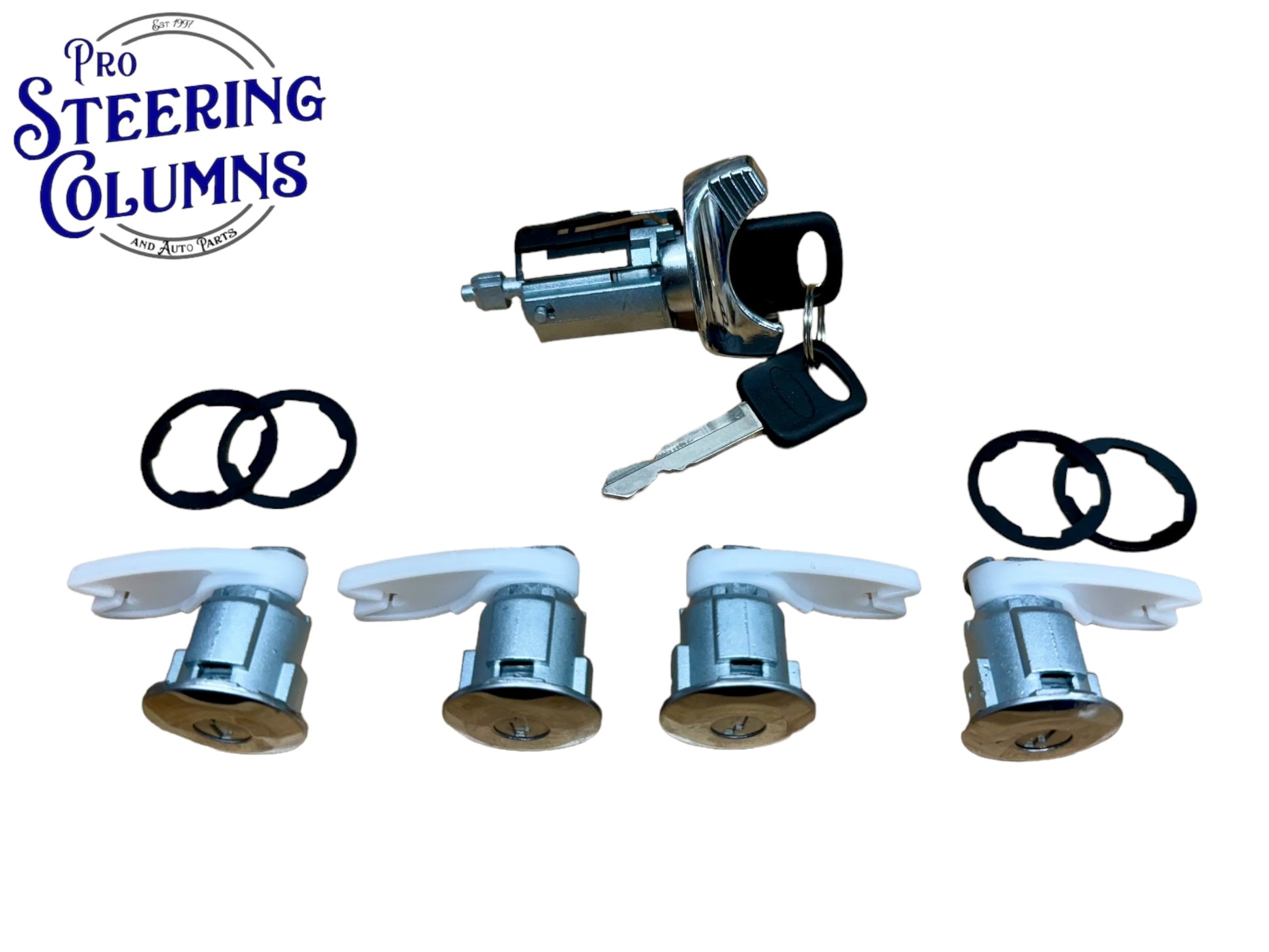 1992-1996 Ford E-150 E-250 E-350 Ignition & 4 Door Lock Cylinder Set Chrome New