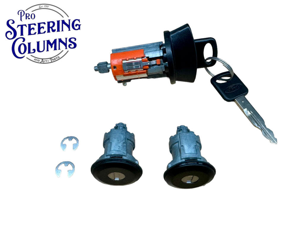 1996-1997 Ford F-250 F-350 Ignition & Door Lock Cylinder Set Black New