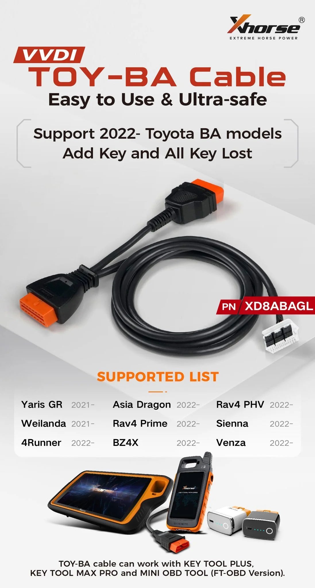 Xhorse Smart Key Programming Cable - All Key Lost - For 20-24 Toyota Lexus XD8ABAGL